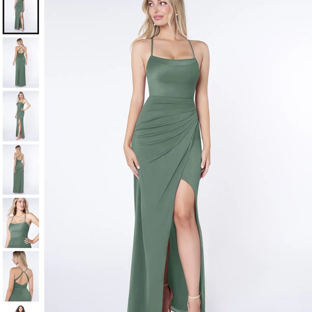Azazie Eucalyptus Kalea bridesmaid dress. Sz A14
